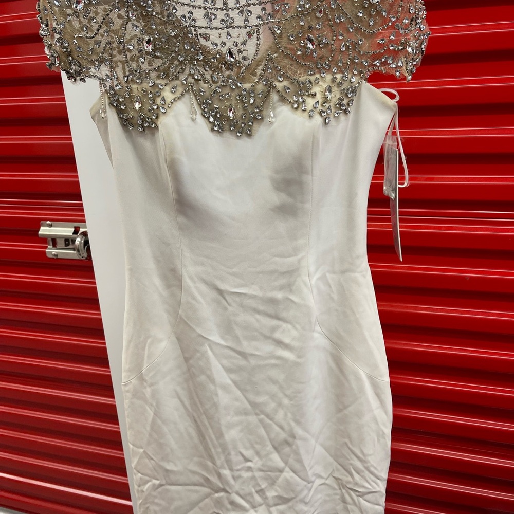 Elegant White Dress with Silver Embellishments